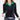Black and green V-neck blouse featuring long sleeves, suitable for both office and casual wear.