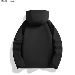 Black Hooded Jacket with Zippered Sleeve Pocket - Urban Style