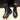Black leather insulated combat boots with a fur lining and rugged sole, designed for durability and comfort, shown in size 40.