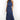 Black satin halter neck maxi dress in deep blue, designed as a women's formal evening gown, showcasing a sleeveless design with a fitted waist and flowing skirt reaching knee-length.