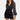 
A black sequin party dress featuring a sheer beaded blouse, open back, and elegant design with an emphasis on the shoulder and waistline, suitable for evening wear in a size XL.