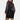 Black sequin party dress featuring a sheer beaded blouse with an open back design, showcasing a sheath silhouette with detailed shoulder and neck embellishments and elegant sleeves.