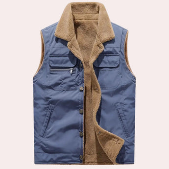 Men's electric blue winter jacket in XL size with a stylish design, featuring a sherpa-lined collar and long sleeves.