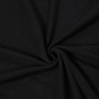 Black sleeveless maxi dress, casual, ankle length, with side pockets, displayed on a wooden background.