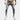 Gray stretch skinny jeans for men in a slim fit, showcasing a trendy urban style, with focus on the leg area and waist, worn with white shoes.