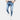Light blue stretch skinny jeans for men in a slim fit, highlighting a trendy urban style. The jeans are made of denim and are displayed on a model who is wearing a white top and grey outerwear.