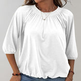 Black velvet blouse with a gathered neckline, featuring a casual loose fit and long sleeves, displayed in a size 2XL, with a contrasting black and white color scheme.