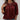 Black velvet blouse with a gathered neckline, shown in Bordeaux color, displayed on a model wearing size 2XL, highlighting the loose fit and long sleeves.