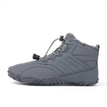 Gray waterproof high-top tactical boots designed for lightweight comfort, shown in size 47, perfect for outdoor activities and combat use.