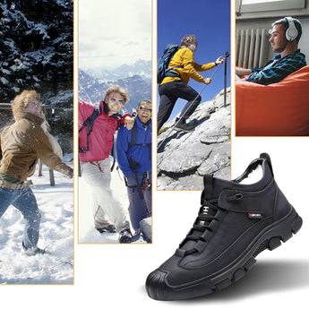 Black waterproof hiking sneakers designed for durability, featuring a non-slip sole and breathable material, ideal for outdoor activities and walking.