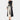 Black and white belted trench coat in a monochrome chic style, featuring a collar and long sleeves, worn by a standing model.