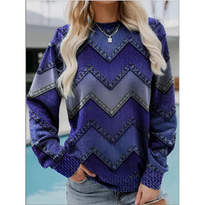 Blue Chevron Women's Sweater | Cozy Knit Pullover Fashion