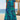Blue floral knee-length tropical summer dress for women, featuring a casual style with a mix of blue and white floral patterns, suitable for a 2XL size, highlighting shoulder joint and azure hues.