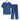 A blue linen top with floral embroidery on the blouse, featuring short sleeves and a casual summer design, displayed on a clothes hanger.