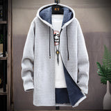Men's blue urban style thermal fleece jacket with a zip-up front, featuring a light grey color and 4XL size, designed for winter wear with a stylish collar and long sleeves.