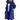 Woman wearing an oversized blue waterproof hooded raincoat with sleeves and a collar, available in size 4XL.