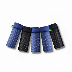 Blue silicone ergonomic fitness grips with a sweat-resistant and anti-slip design, showcased on an electric blue background.