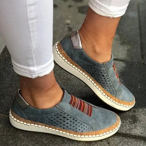 Blue Suede Women's Slip-On Sneakers - Breathable Stylish Walking Flats