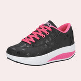 Gray women's platform sneakers designed for style, breathability, and comfort, ideal for walking and outdoor activities.