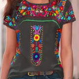 Bohemian embroidered velvet top in gray, featuring a floral pattern with intricate details on the shoulder and sleeve, designed in a summer style with a comfortable fit in size 6XL.