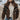 Women's Bohemian Leather Jacket in Brown Suede with Ethnic Print, featuring a 3XL fit, displayed against a neutral backdrop.