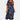 Colorful abstract print Bohemian midi dress, loose fit summer style, featuring short sleeves and a round neckline, shown in blue size 2XL.