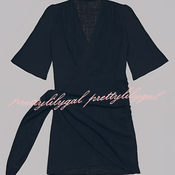 Boho-Chic V-Neck Mini Dress in a light grey color, featuring short sleeves and a relaxed fit, suitable as a summer dress or beach cover-up.