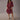 Boho Chic Red Lace Midi Dress featuring floral crochet design, V-neckline, and fitted waist, with knee-length hem and short sleeves.