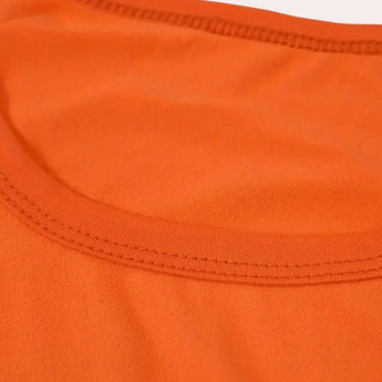 Bright orange men's t-shirt with short sleeves and a solid color design, perfect for summer wear.