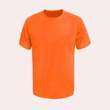 Bright orange men's t-shirt in solid color with a crew neck and short sleeves, designed for summer wear in size XL.