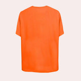 Bright orange men's t-shirt with short sleeves and a round neck, featuring a solid color design ideal for summer wear.