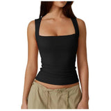 
A black, moisture-wicking yoga tank top in size 3XL designed for women's athletic wear, featuring a sleeveless design and fitted silhouette, perfect for active workouts.