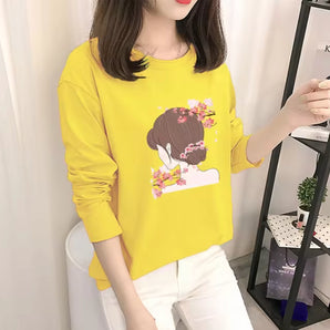 Bright Yellow Floral Women's Long Sleeve Shirt - Spring Fashion Blouse