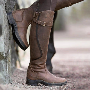 Malora - Brown Leather Waterproof Equestrian Riding Boots - Durable & Stylish