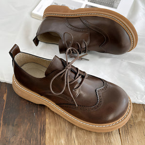 Brown Leather Wingtip Oxford Brogues - Men's Formal Dress Shoes