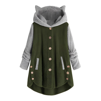 Green plus size winter pullover hoodie featuring long sleeves and a cozy fleece material, designed for warmth and comfort, with a simple collar and no buttons.