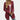 Burgundy ribbed women's long sleeve open front cardigan in red, shown in size 2XL, worn over jeans. The cardigan features a cozy knit texture, with visible sleeves and a flattering fit around the neck and waist.