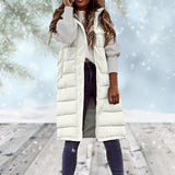 Burgundy women's long puffer coat with detachable hood, featuring a full-length design with a fitted waist and long sleeves, suitable for winter outerwear in size 3XL.