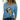 Blue Cat Print Long Sleeve Pullover Sweater for Women, featuring a cozy French script design with a white cat illustration on the front, shown in size 5XL.