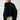 A chic black cut-out sweater featuring a stylish design, highlighting key areas such as shoulders and neck, with detailed sleeves and a fitted waist. The sweater exemplifies modern women's designer knitwear.