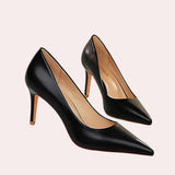 Chic Bright Yellow Women's Pointed Toe Flats & Pumps in black color, size 42, featuring a sleek and elegant design with a pointed toe and flat sole, perfect for adding a touch of sophistication to any outfit.