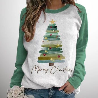 Light green women's Christmas tree sweatshirt in size 3XL with "Merry Christmas" text on the front.