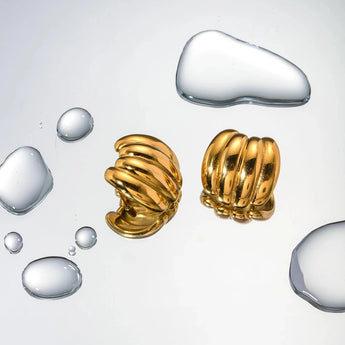 Chunky 18K Gold Plated Dome Earrings with a bold and shiny finish, designed as statement fashion jewelry.