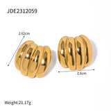 Chunky 18K Gold Plated Dome Earrings - Bold Statement Fashion Jewelry on a white background, showcasing their oval shape, polished metal finish, and bold, chunky design.