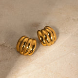 Chunky 18K gold-plated dome earrings featuring a bold statement design, perfect as fashion jewelry.