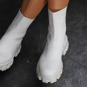 Chunky Women's High Traction White Platform Boots - Streetwear
