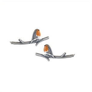 A pair of colorful avian-themed earrings designed to resemble vibrant birds, showcasing intricate detailing and unique craftsmanship.