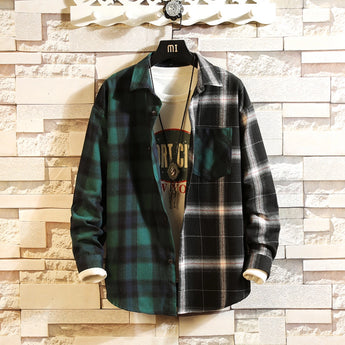 Men's plaid Beauvais checkered shirt in green and black, featuring a tartan pattern with long sleeves and a classic collar, available in XL size.
