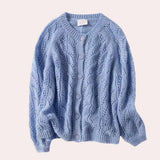 Blue floral lace cardigan with long sleeves and a delicate pattern designed for women, displayed in size XL.