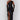 Cowl Neck Backless Satin Evening Dress in Nero, shown in size 2XL, featuring a sleek sheath silhouette with a flowing texture, designed for formal occasions. The model is wearing the dress, highlighting its elegant cowl neckline, sleeveless cut, and backless design, with focus on waist and thigh details.